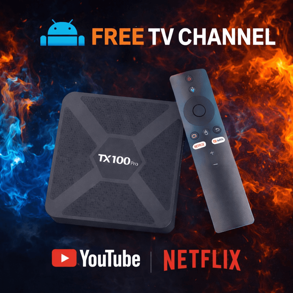 TX100 Pro 12K UHD Android Smart TV Box (16GB/256GB) with Free TV Channel