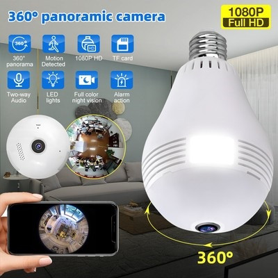V380 Pro E27 Bulb VR Panoramic Fisheye Camera 360° – Smart WiFi Camera