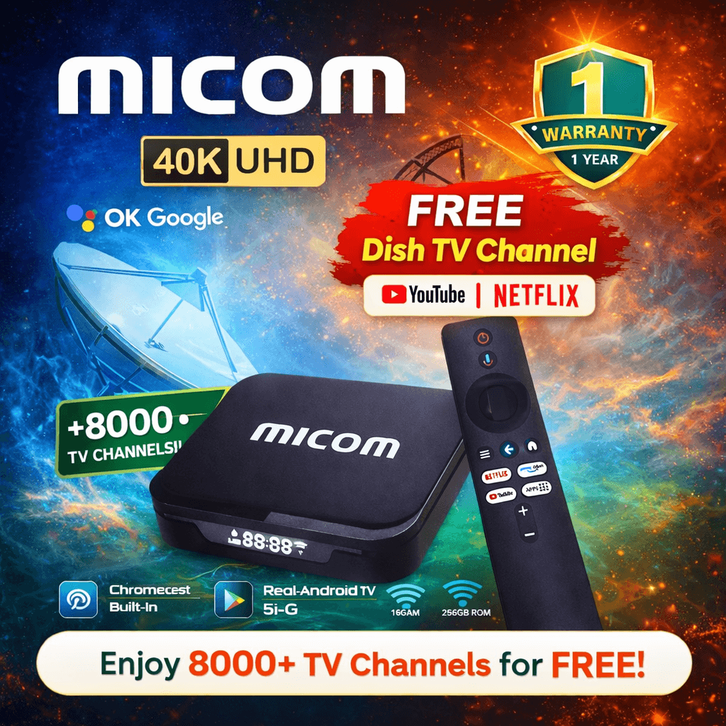 Micom 40K UHD Android Smart Box – 16GB RAM 256GB ROM, Smart Streaming Device